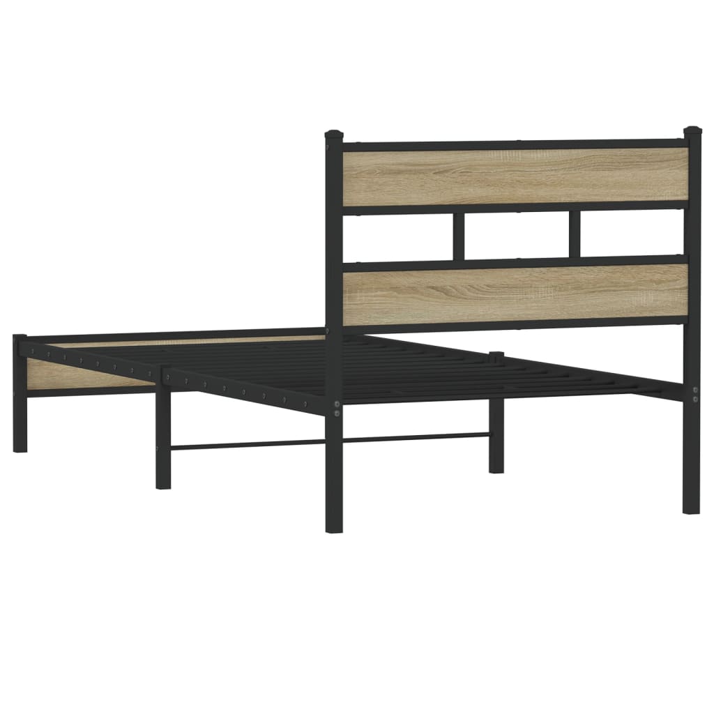 vidaXL Bed Frame without Mattress Sonoma Oak 75x190 cm Small Single Engineered Wood 6