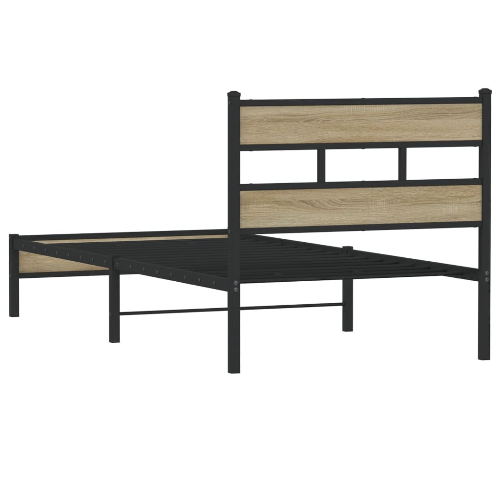 vidaXL Bed Frame without Mattress Sonoma Oak 100x190 cm Engineered Wood 6
