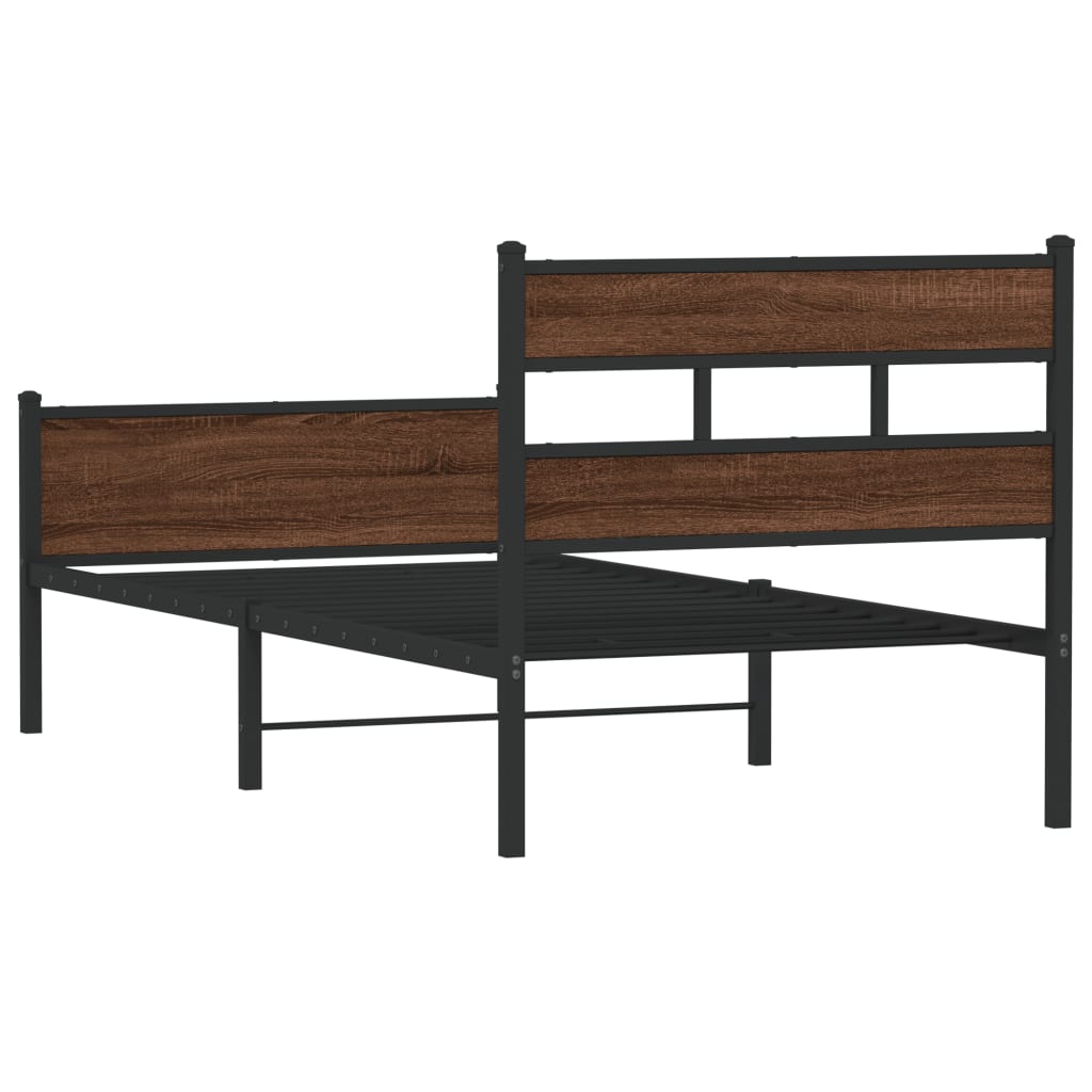 vidaXL Bed Frame without Mattress Brown Oak 100x190 cm Engineered Wood 6