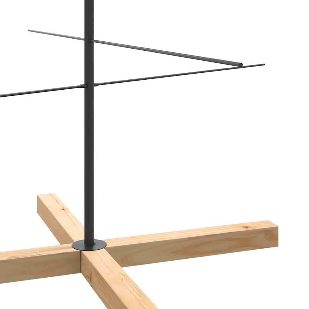 vidaXL Metal Christmas Tree with Wooden Base Black 210 cm 6