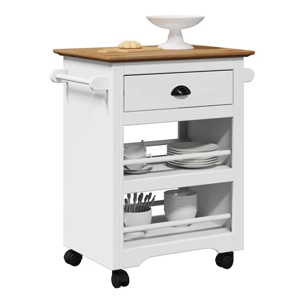 Kitchen Trolley "BODO" 67,5x45x80 cm White and brown