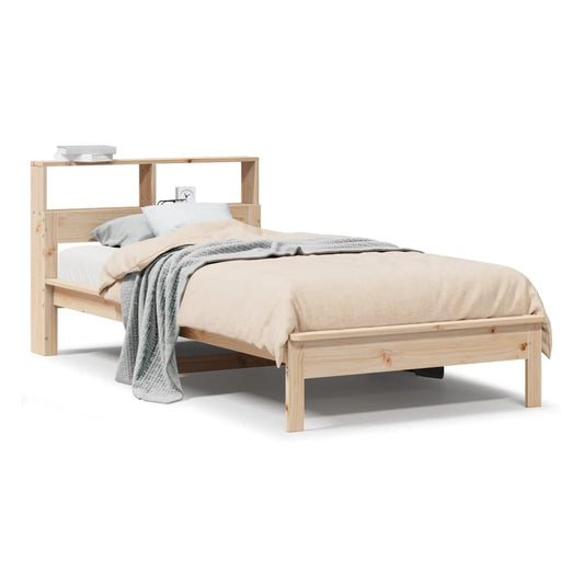 Bed Frame without Mattress Solid Wood Pine Length 190 cm Natural 75 cm
