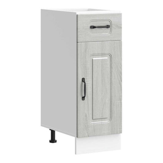 Kitchen Base Cabinet "Kalmar" Engineered Wood Grey sonoma 1x bottom cabinet (1 door 1 drawer) 30 cm wide 81.5 cm high–1x wall cabinet (1 door) 30 cm wide 100 cm high 1x bottom cabinet (1 door 1 drawer) 30 cm wide 81.5 cm high