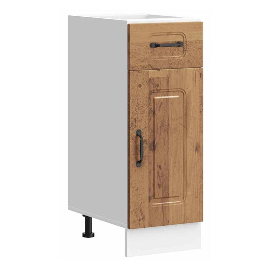 Kitchen Base Cabinet "Kalmar" Engineered Wood Old wood 1x bottom cabinet (1 door 1 drawer) 30 cm wide 81.5 cm high–1x wall cabinet (1 door) 30 cm wide 100 cm high 1x bottom cabinet (1 door 1 drawer) 30 cm wide 81.5 cm high