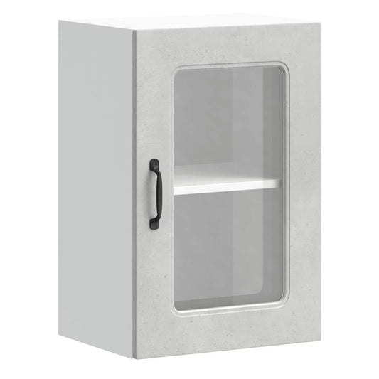 Kitchen Wall Cabinet with Glass Door "Kalmar" Concrete grey 1x wall glass cabinet (1 door) 40 cm wide 40 cm high–2x wall glass cabinet (1 door) 40 cm wide 80 cm high 1x wall glass cabinet (1 door) 40 cm wide 60 cm high
