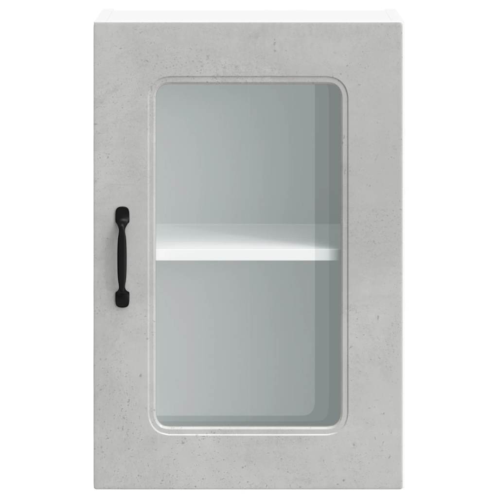 vidaXL Kitchen Wall Cabinet with Glass Door Kalmar Concrete Grey Engineered Wood 6