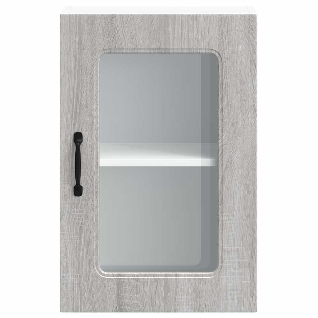 vidaXL Kitchen Wall Cabinet with Glass Door Kalmar Grey Sonoma Engineered Wood 6