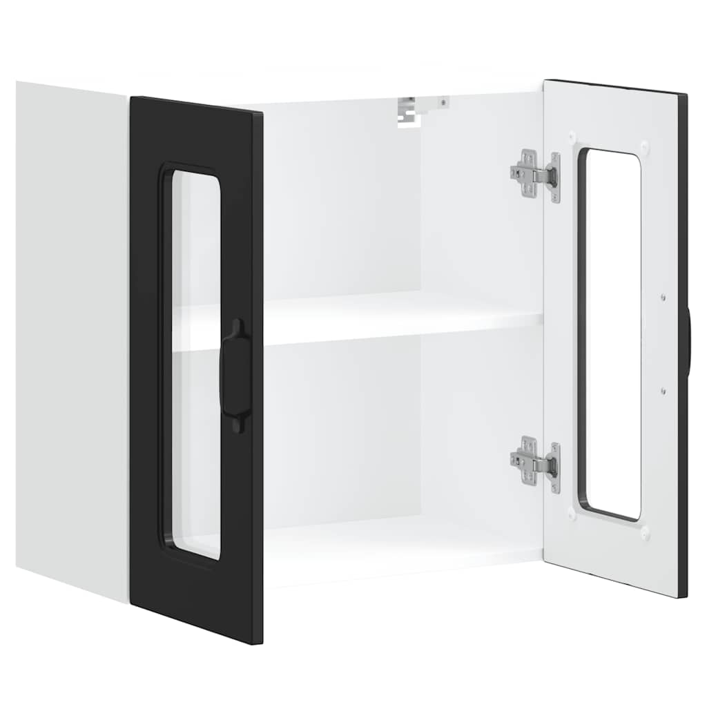 vidaXL Kitchen Wall Cabinet with Glass Door Kalmar Black Engineered Wood 6