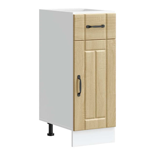 Kitchen Base Cabinet "Lucca" Engineered Wood Sonoma oak 1x bottom cabinet (1 door 1 drawer) 30 cm wide 81.5 cm high–1x wall cabinet (1 door) 30 cm wide 100 cm high 1x bottom cabinet (1 door 1 drawer) 30 cm wide 81.5 cm high