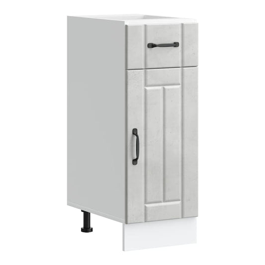 Kitchen Base Cabinet "Lucca" Engineered Wood Concrete grey 1x bottom cabinet (1 door 1 drawer) 30 cm wide 81.5 cm high–1x wall cabinet (1 door) 30 cm wide 100 cm high 1x bottom cabinet (1 door 1 drawer) 30 cm wide 81.5 cm high
