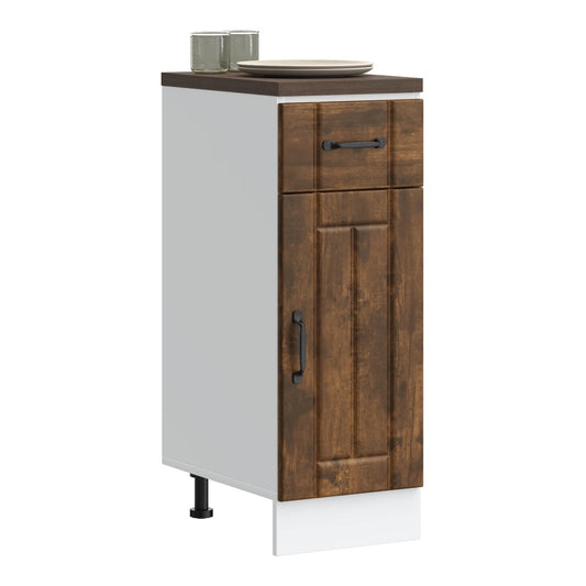 Kitchen Base Cabinet "Lucca" Engineered Wood Smoked oak 1x bottom cabinet (1 door 1 drawer) 30 cm wide 81.5 cm high–1x wall cabinet (1 door) 40 cm wide 60 cm high 1x bottom cabinet (1 door 1 drawer) 30 cm wide 81.5 cm high