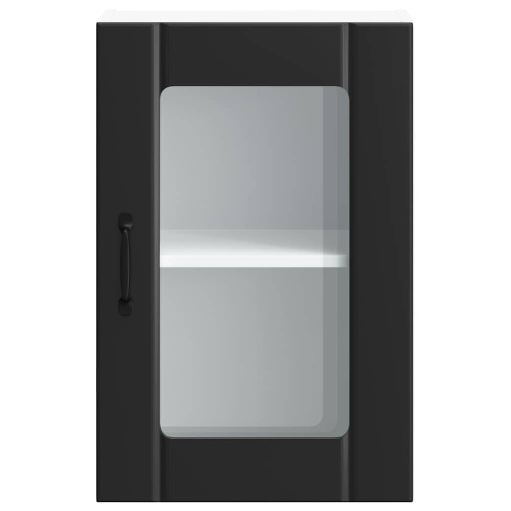 vidaXL Kitchen Wall Cabinet with Glass Door Lucca Black 6