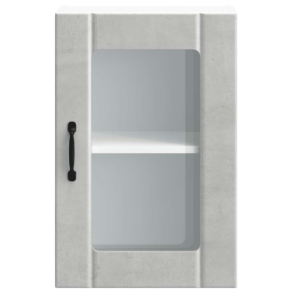 vidaXL Kitchen Wall Cabinet with Glass Door Lucca Concrete Grey 6