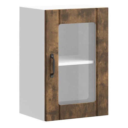 Kitchen Wall Cabinet with Glass Door "Lucca" Smoked oak 1x wall glass cabinet (1 door) 40 cm wide 60 cm high–2x wall glass cabinet (2 doors) 60 cm wide 40 cm high 1x wall glass cabinet (1 door) 40 cm wide 60 cm high