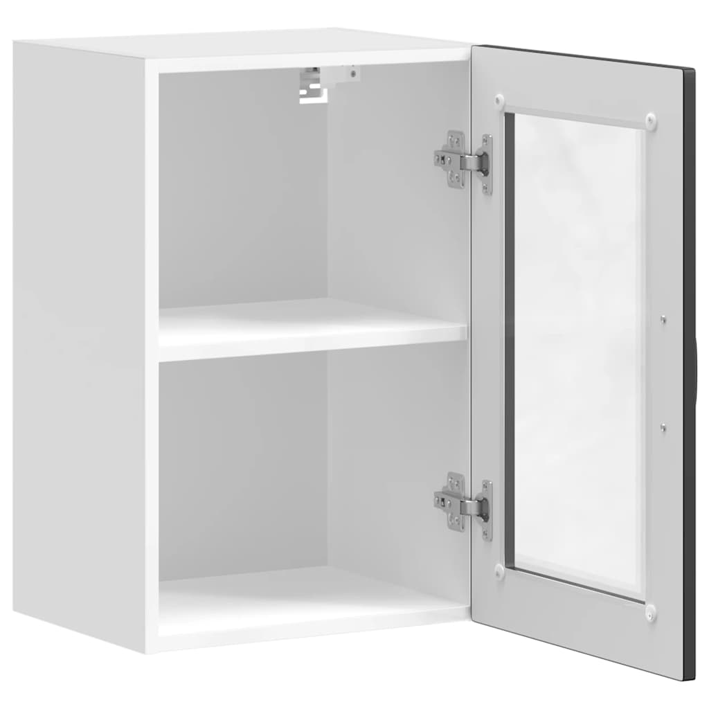 vidaXL Kitchen Wall Cabinet with Glass Door Porto Black 6