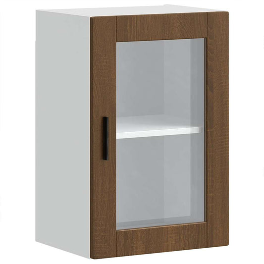 Kitchen Wall Cabinet with Glass Door "Porto" Brown oak 1x wall glass cabinet (1 door) 40 cm wide 40 cm high–2x wall glass cabinet (1 door) 40 cm wide 80 cm high 1x wall glass cabinet (1 door) 40 cm wide 60 cm high