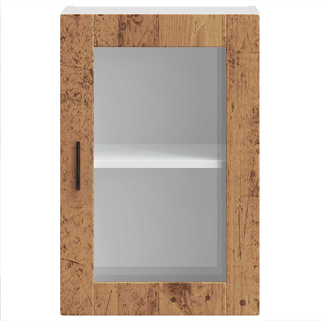 vidaXL Kitchen Wall Cabinet with Glass Door Porto Old Wood 6