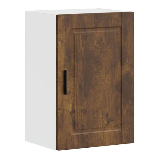 Kitchen Wall Cabinet "Porto" Engineered Wood Smoked oak 1x wall cabinet (1 door) 40 cm wide 40 cm high–1x wall corner cabinet 57 cm wide 80 cm high 1x wall cabinet (1 door) 40 cm wide 60 cm high