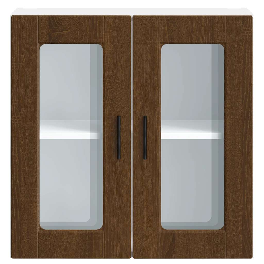 vidaXL Kitchen Wall Cabinet with Glass Door Porto Brown Oak 6