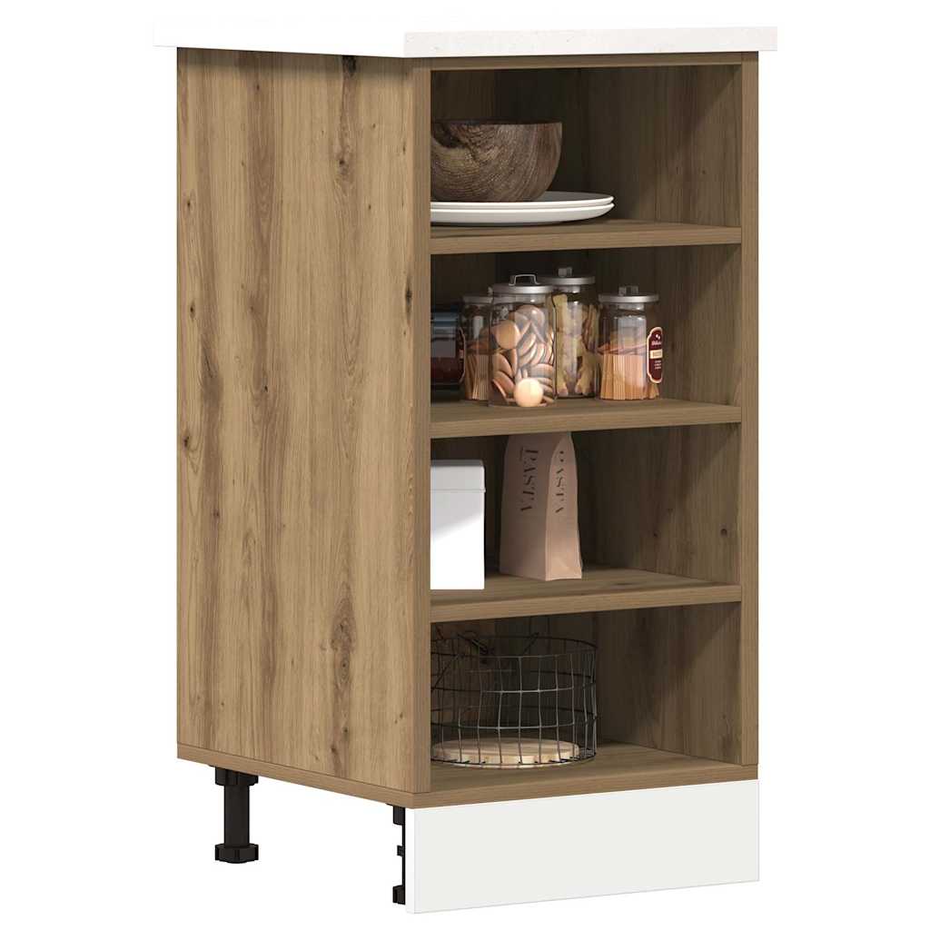 Kitchen Base Cabinet "Lyon" Engineered Wood Artisan oak 1x bottom cabinet (1 door 1 drawer) 30–1x hanging cabinet (1 door) 30 cm wide 100 cm high 1x bottom cabinet (4 shelves) 40 cm