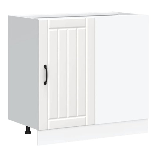 Kitchen Base Cabinet "Lucca" Engineered Wood White 1x bottom cabinet (1 door 1 drawer) 30 cm wide 81.5 cm high–1x wall cabinet (1 door) 30 cm wide 100 cm high 1x corner bottom cabinet (1 door) 86 cm wide 81.5 cm high