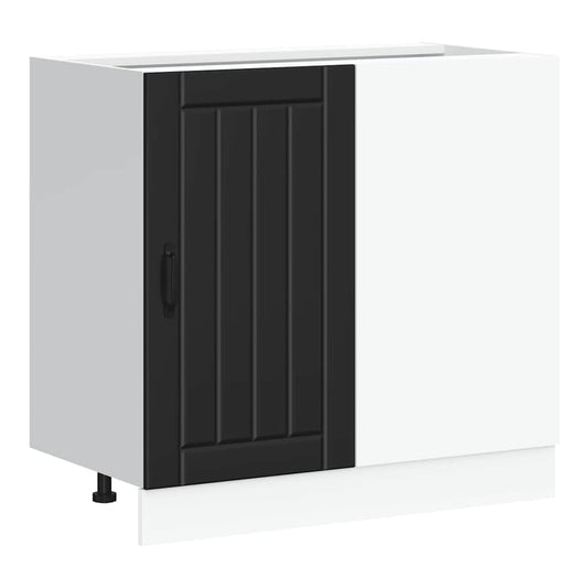 Kitchen Base Cabinet "Lucca" Engineered Wood Black 1x bottom cabinet (1 door 1 drawer) 30 cm wide 81.5 cm high–1x wall cabinet (1 door) 30 cm wide 100 cm high 1x corner bottom cabinet (1 door) 86 cm wide 81.5 cm high