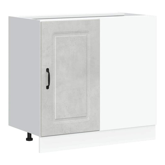 Kitchen Base Cabinet "Kalmar" Engineered Wood Concrete grey 1x bottom cabinet (1 door 1 drawer) 30 cm wide 81.5 cm high–1x wall cabinet (1 door) 30 cm wide 100 cm high 1x corner bottom cabinet (1 door) 86 cm wide 81.5 cm high