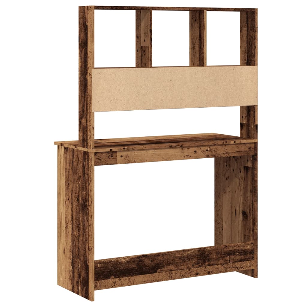 vidaXL Desk with Shelves Old Wood 102x45x148 cm Engineered Wood 6