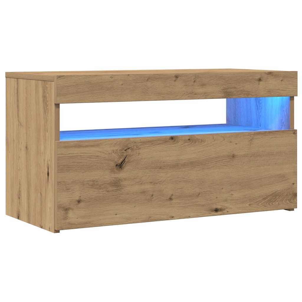 vidaXL 2 Piece TV Cabinet Set with LED Lights Artisan Oak Engineered Wood 6