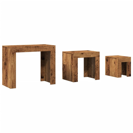 vidaXL Nesting Coffee Tables 3 pcs Old Wood Engineered Wood 2
