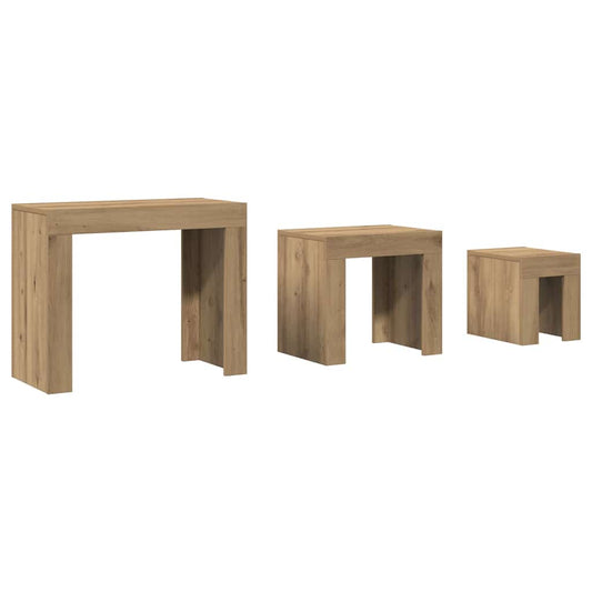 vidaXL Nesting Coffee Tables 3 pcs Artisan Oak Engineered Wood 2