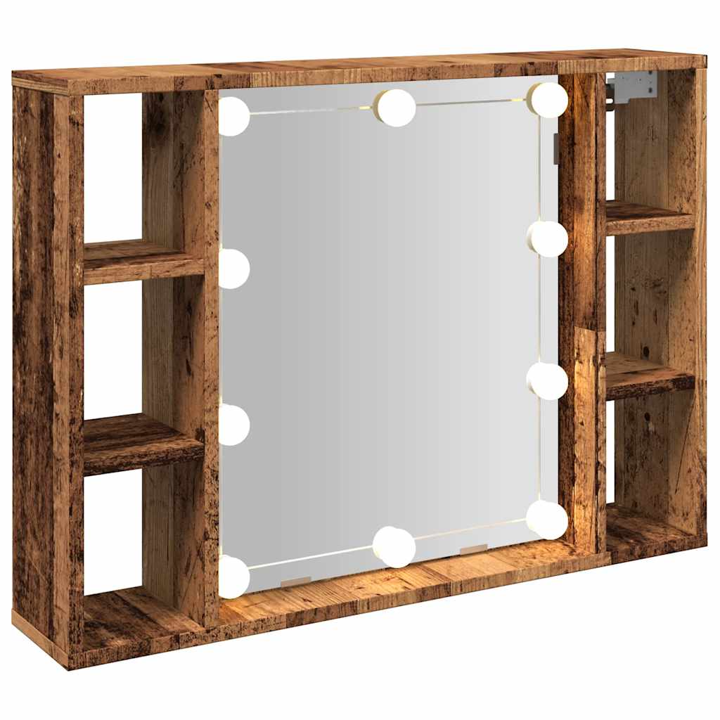vidaXL Mirror Cabinet with LED Old Wood 76x15x55 cm Engineered Wood 6