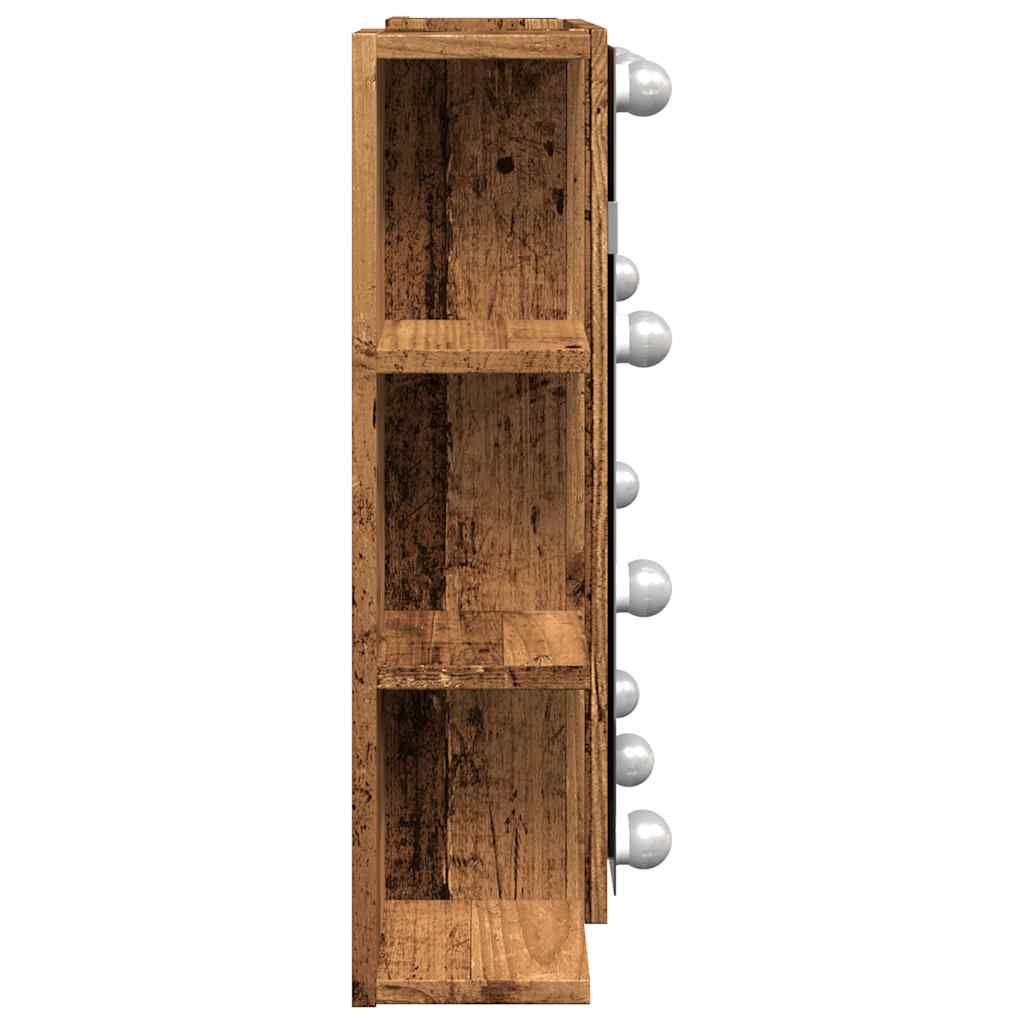 vidaXL Mirror Cabinet with LED Old Wood 70x16.5x60 cm 6
