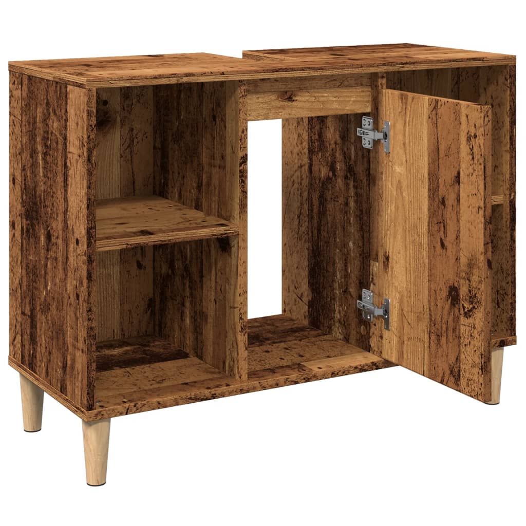 vidaXL Bathroom Cabinet Old Wood 80x33x60 cm Engineered Wood 6