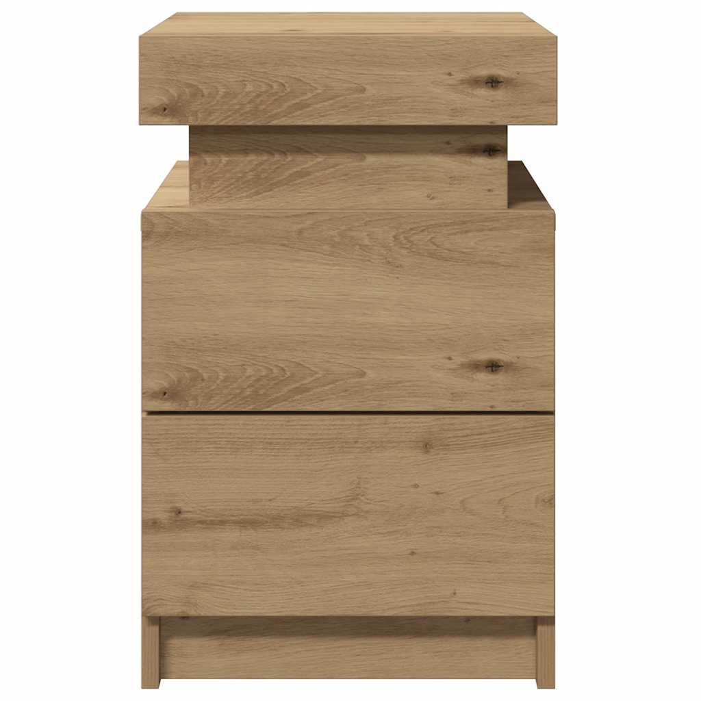 vidaXL Bedside Cabinet with LED Artisian Oak 35x39x55 cm Engineered Wood 6