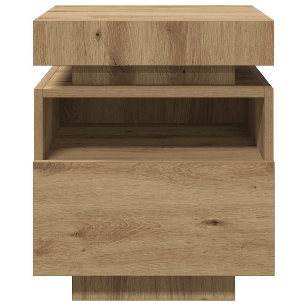 vidaXL Bedside Cabinet with LED Lights Artisan Oak 40x39x48,5 cm 6