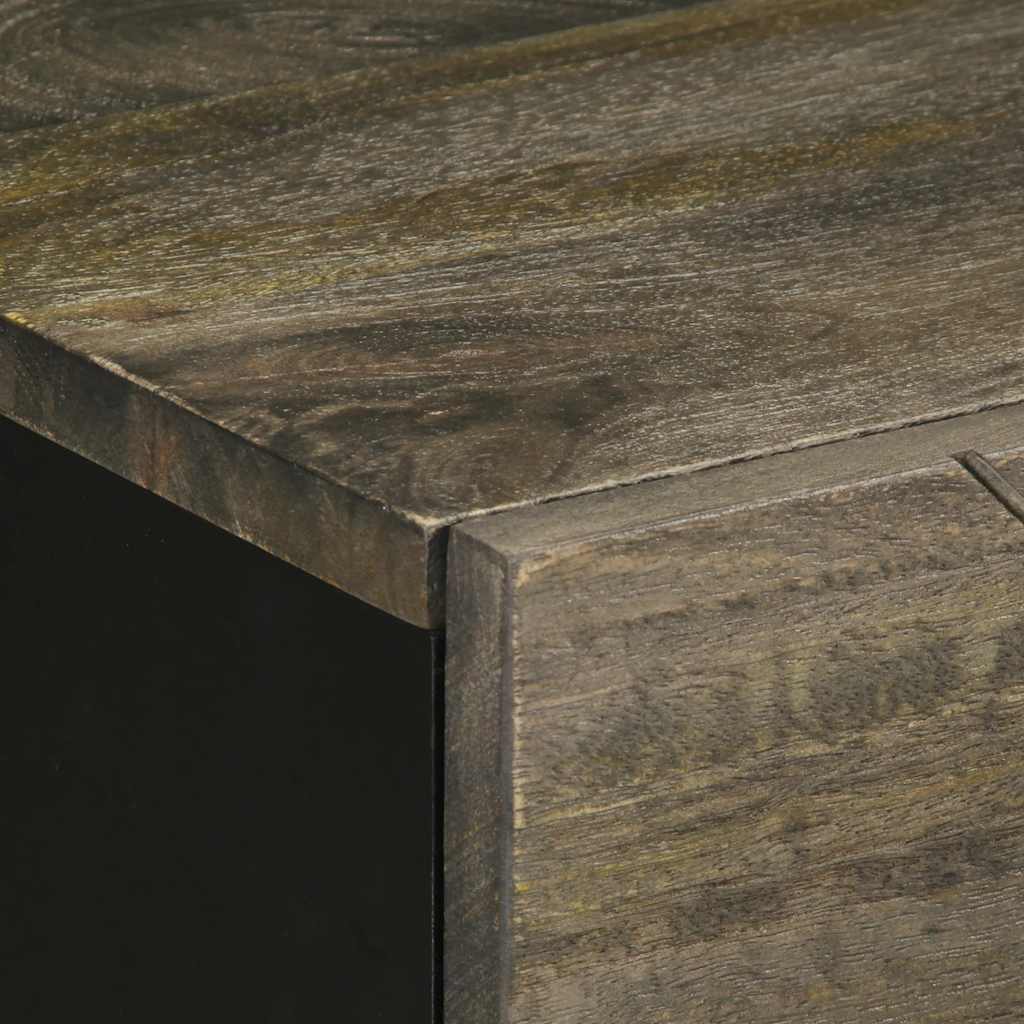 vidaXL Bedside Cabinet Black 50x33x60 cm Solid Wood Mango 6