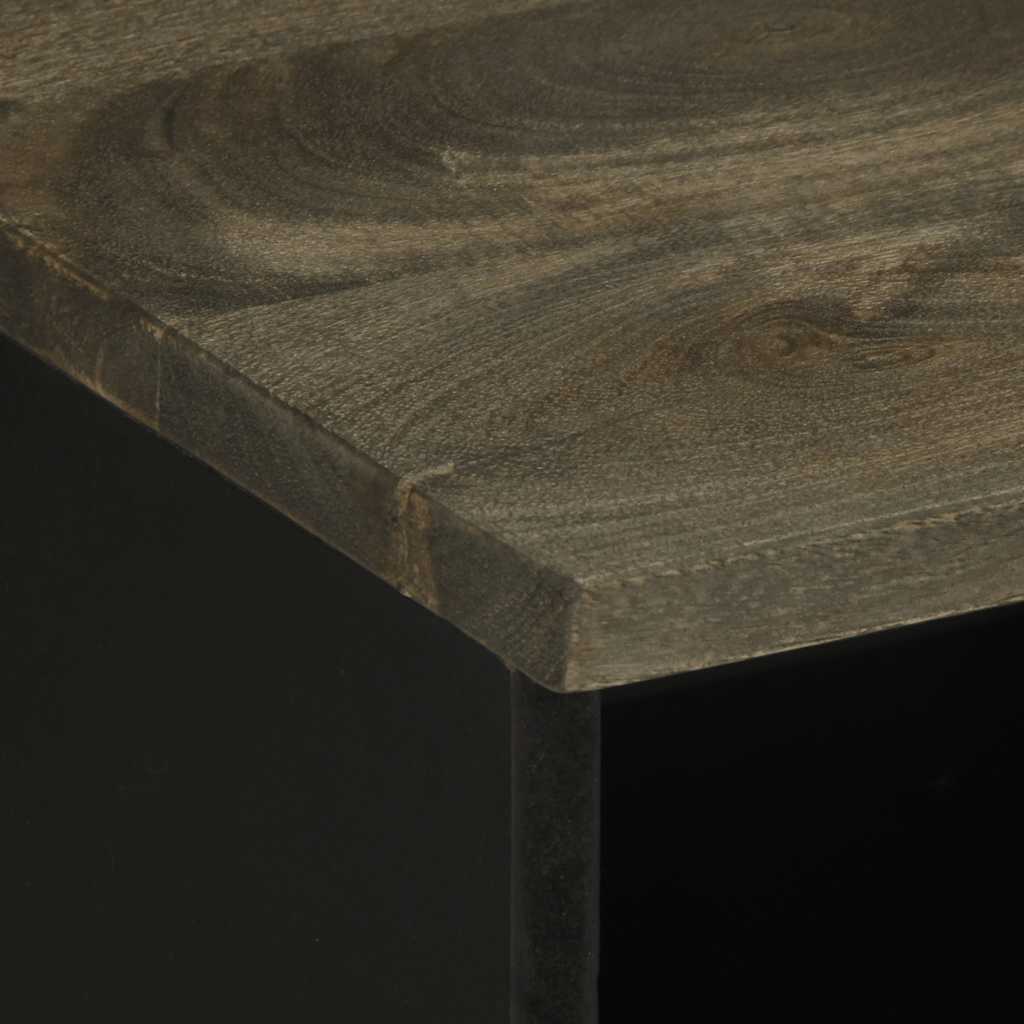 vidaXL TV Cabinet Black 100x33x46 cm Solid Wood Mango 6