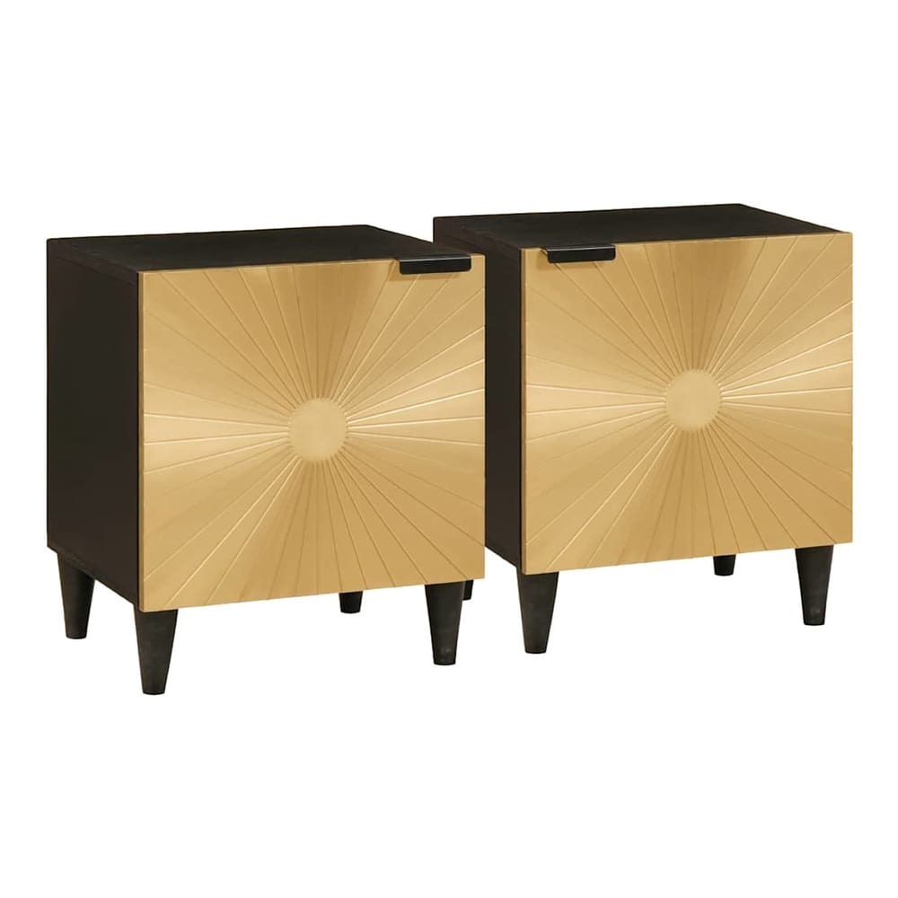 Bedside Cabinet Black and Gold 40 x 33 x 46 cm 2