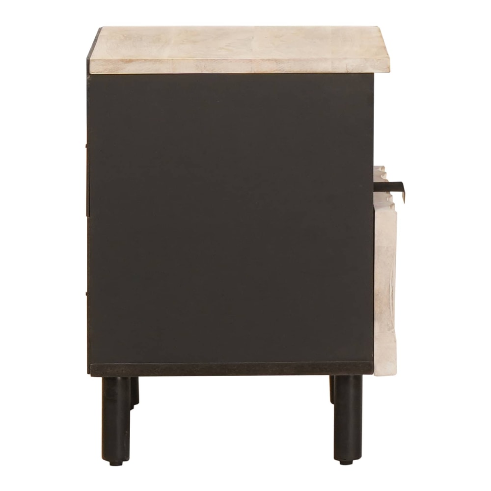 Bedside Cabinet White 40 x 33 x 46 cm Solid Mango Wood Black