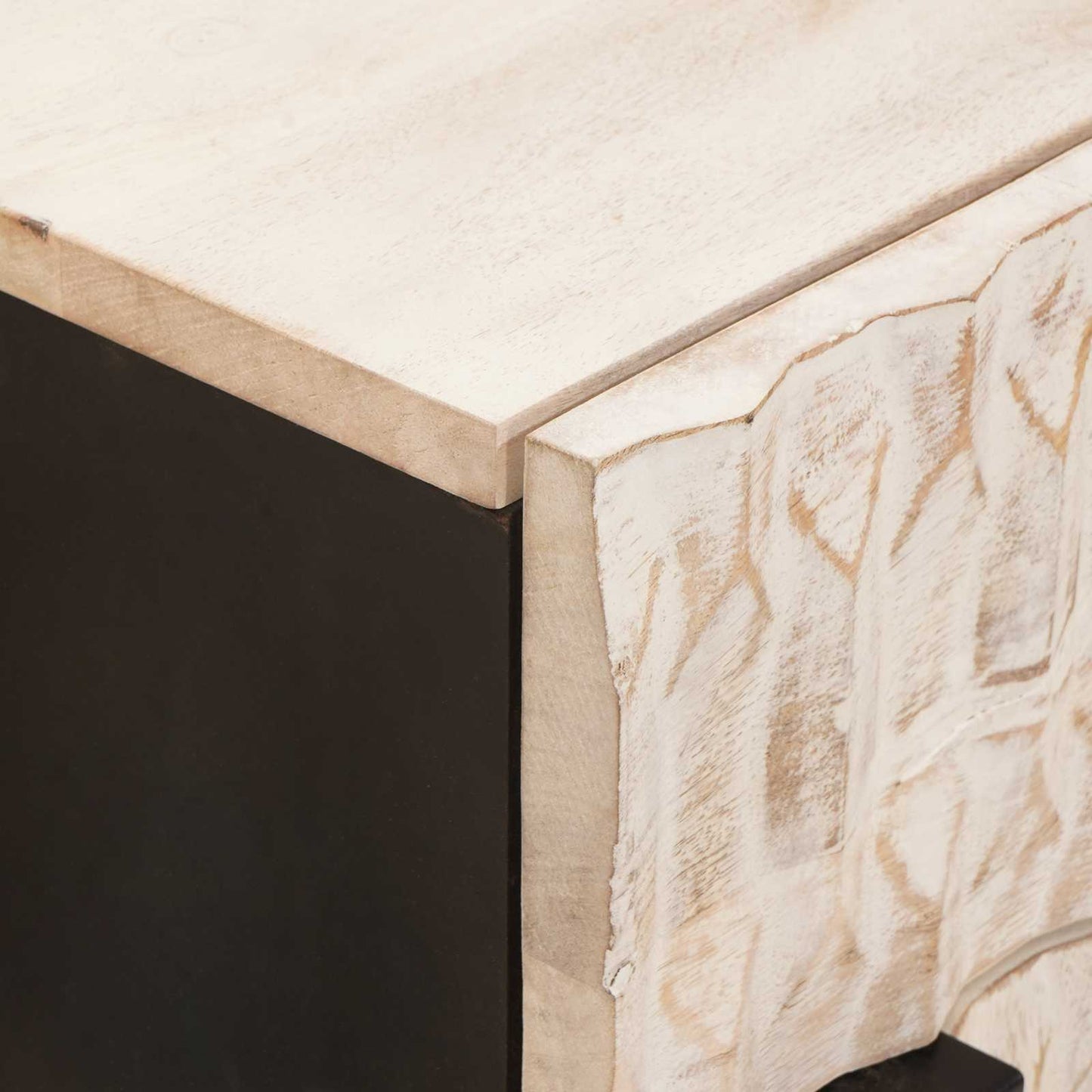 vidaXL Bedside Cabinet White 50 x 33 x 60 cm Solid Mango Wood 6