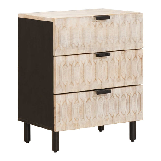 Bedside Cabinet White 50 x 33 x 62 cm Solid Mango Wood White wash finish