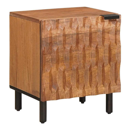 Bedside Cabinet White 40 x 33 x 46 cm Solid Mango Wood Acacia brown finish