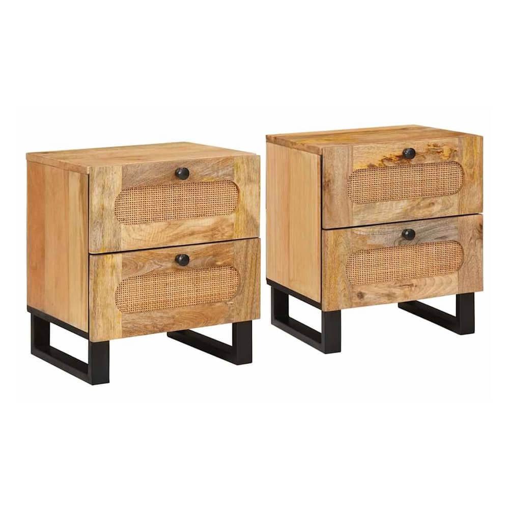 Bedside Cabinet Natural 40 x 33 x 46 cm Solid Mango Wood 2