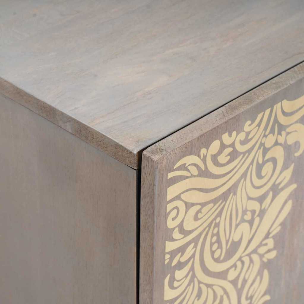 vidaXL Sideboard Grey and Gold 40 x 33 x 75 cm Solid Mango Wood 6