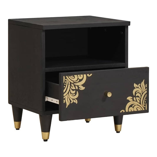 Bedside Cabinet 40 x 33 x 46 cm Solid Mango Wood Black 1