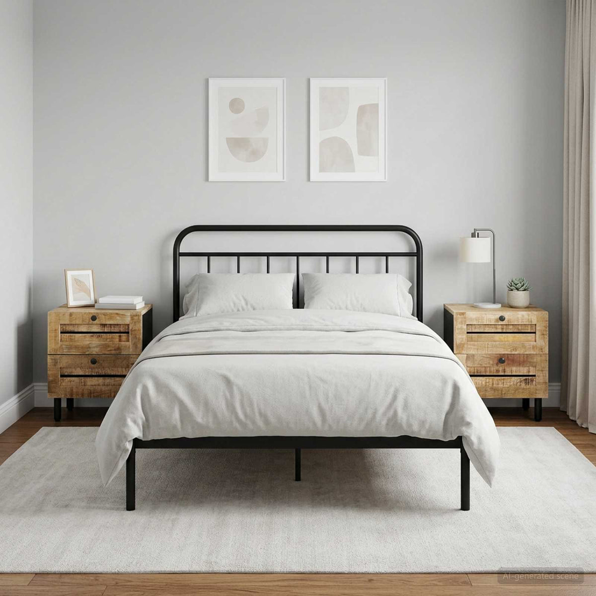 Bedside Table Natural 40 x 33 x 46 cm Solid Mango Wood 2