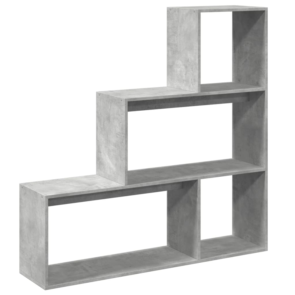 vidaXL Room Divider Bookcase 3-Tier Concrete Grey 123x29x123 cm Engineered Wood 6