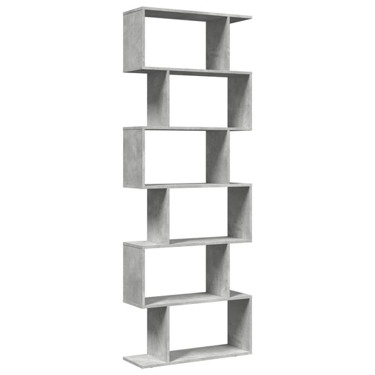 vidaXL Room Divider Bookcase 6-Tier Concrete Grey 70x24x193 cm Engineered Wood 2