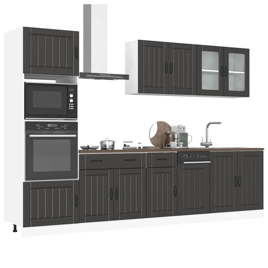 7 Piece Kitchen Cabinet Set "Kalmar" Engineered Wood Black